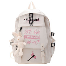 Black Pink Sign Backpack Rucksack White