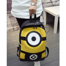 Minion Black Leather Feel Backpack 16 Inch