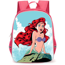 The Little Mermaid Ariel Backpack StudentPack - Ariel Sitting On Rock With Waves Cartoon Art