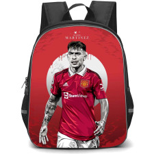 Lisandro Martinez Backpack StudentPack - Lisandro Martinez Manchester United Portrait Illustration On Red Background