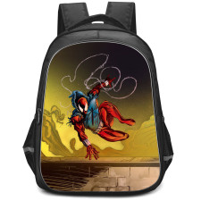 Spider Man Across The Spider Verse Scarlet Spider Backpack StudentPack - Scarlet Spider Comic Jumping And Shooting