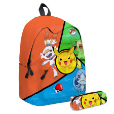Pokemon Pikachu Colorful Backpack with Pencil Case