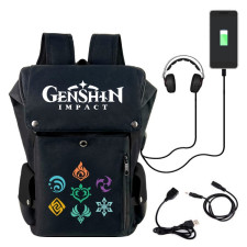 Genshin Impact Logo Backpack With USB Charger