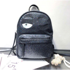 Chiara Glitter Eyes Backpack Rucksack Schoolbag Black