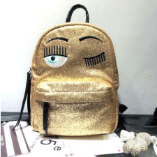 Chiara Glitter Eyes Backpack Rucksack Schoolbag Gold