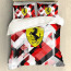 F1 Formula One Ferrari Sham Set Bed Set Sheet Cover - Ferrari Logo On Red White Graphic Art