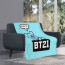 BT21 Koya Blanket Throw - Koya Sleeping On BT21 Logo Blue Background
