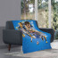 Khvicha Kvaratskhelia Blanket Throw - Khvicha Kvaratskhelia S.S.C. Napoli Poster Art On Blue Background