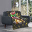 Super Mario Bowser Blanket Throw - Bowser Sitting Chibi Yellow Pattern Background