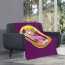 Super Mario Peach Blanket Throw - Peach Logo Violet Background