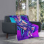 NBA Lamelo Ball Blanket Throw - Lamelo Ball Charlotte Hornets 2 The King Dunking Poster Purple And Blue Graphic Art