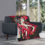 NFL Tyreek Hill Blanket Throw - Tyreek Hill 10 Kansas City Chiefs Side Portrait Grayscale Black Red Background