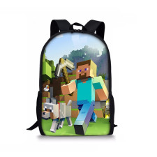 Minecraft Backpack Steve and Wolf