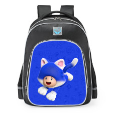 Super Mario 3D World Cat Blue Toad School Backpack