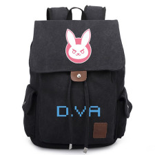 Overwatch DVA Black Canvas Backpack Schoolbag Rucksack